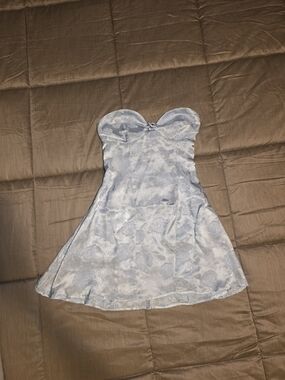 Princess Polly Light Blue Strapless Floral Jacquard Dress
